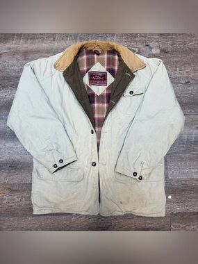 Urban Equipment Light Beige Field Jacket with Tan Corduroy Collar flannel lined